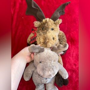 Plush Moose Toy Set - Brown and Tan